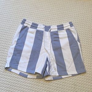 Men’s Urban Outfitters Blue and White Stripped Shorts 5”
